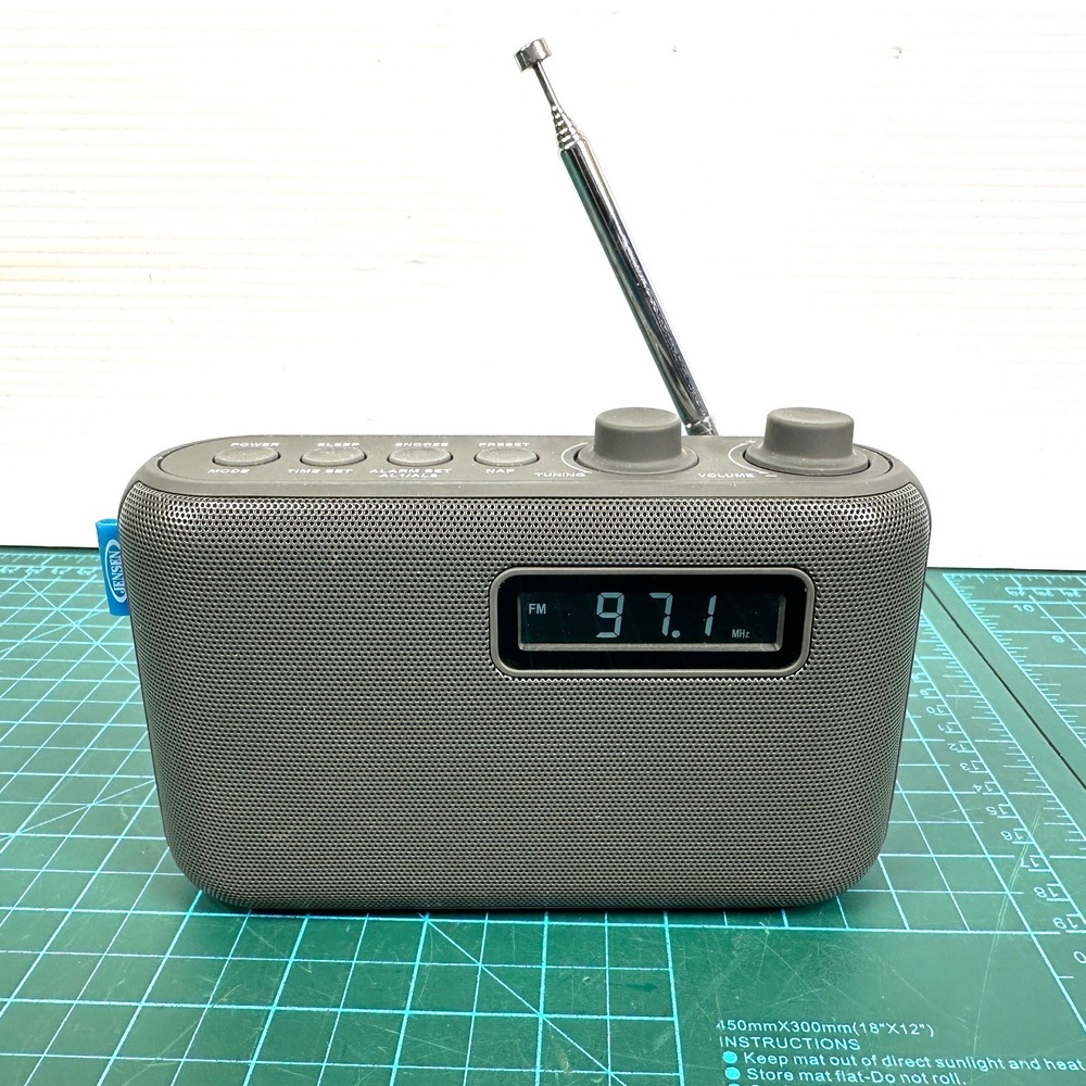 Jensen SR-50 Portable AM FM Digital Radio Dual Alarm Clock Gray